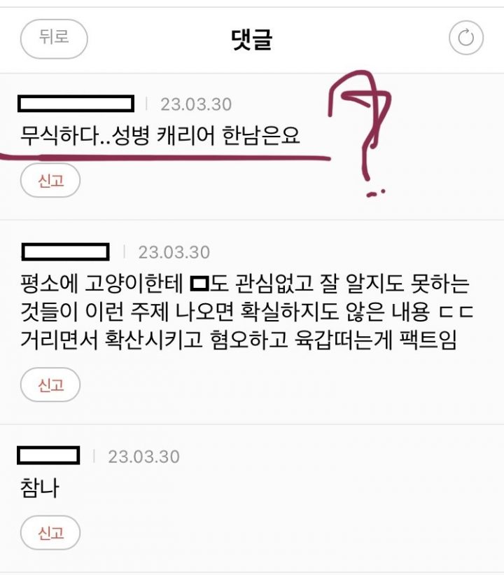 "임산부 길고양이 만지면 유산" 여성시대 회원들 갑자기 심각한 반응 (댓글 캡처, 한남)